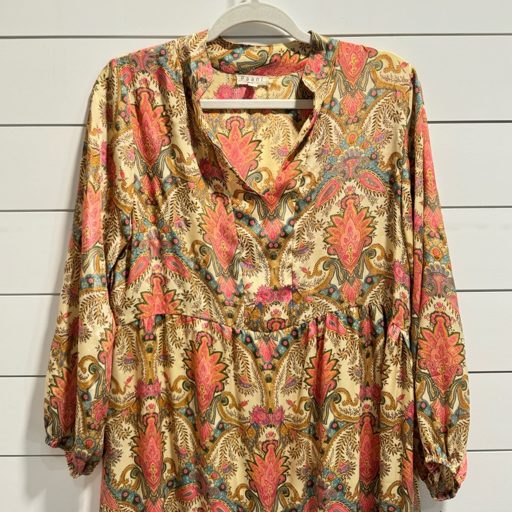 Vibrant Paisley Long Sleeve Dress - Picture 2 of 4